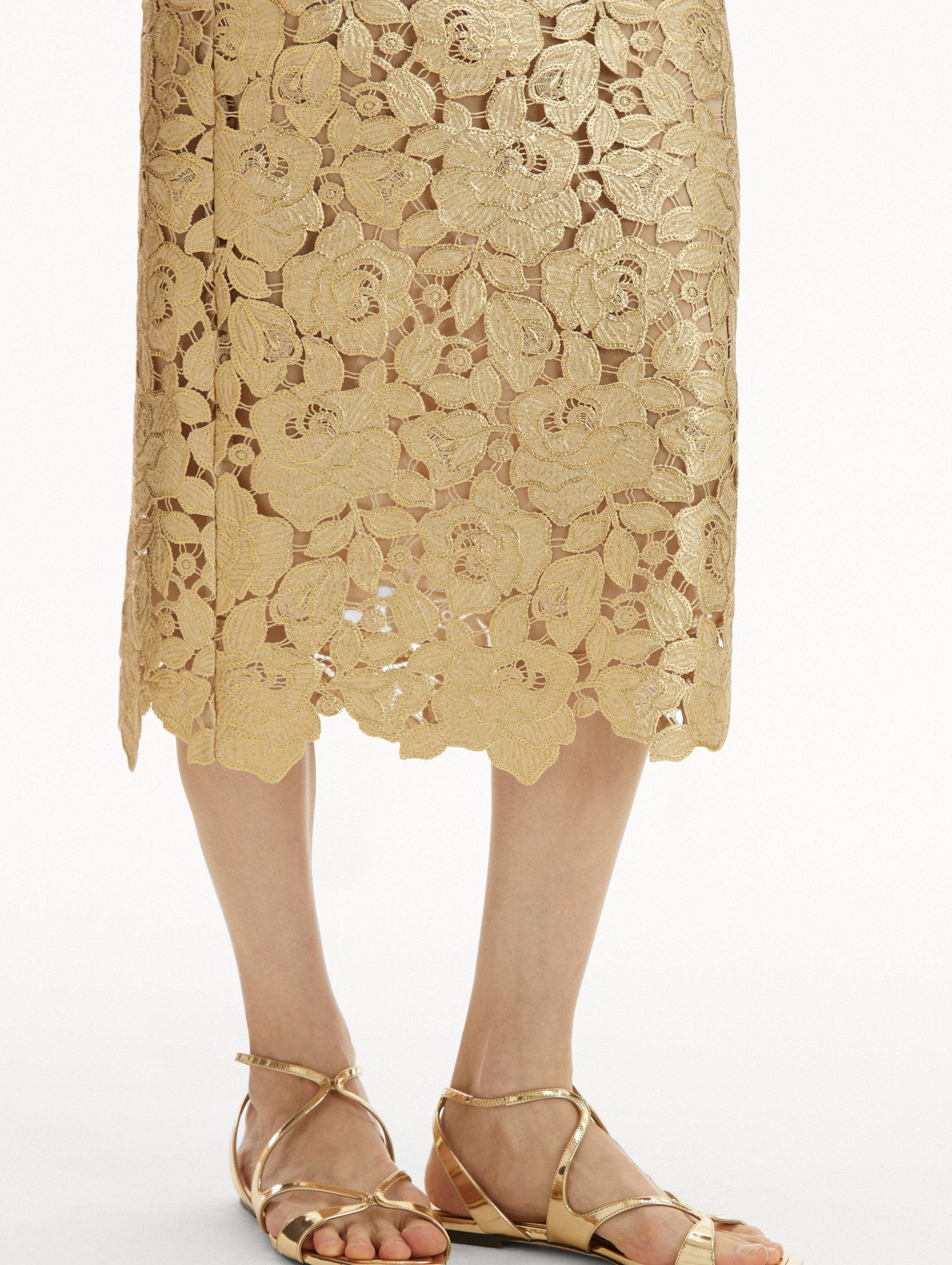 GOLD FOIL ROSE GUIPURE SKIRT - 6