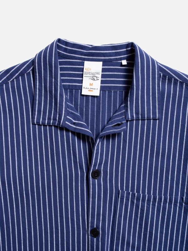 Berra Striped Worker Shirt Blue - 5