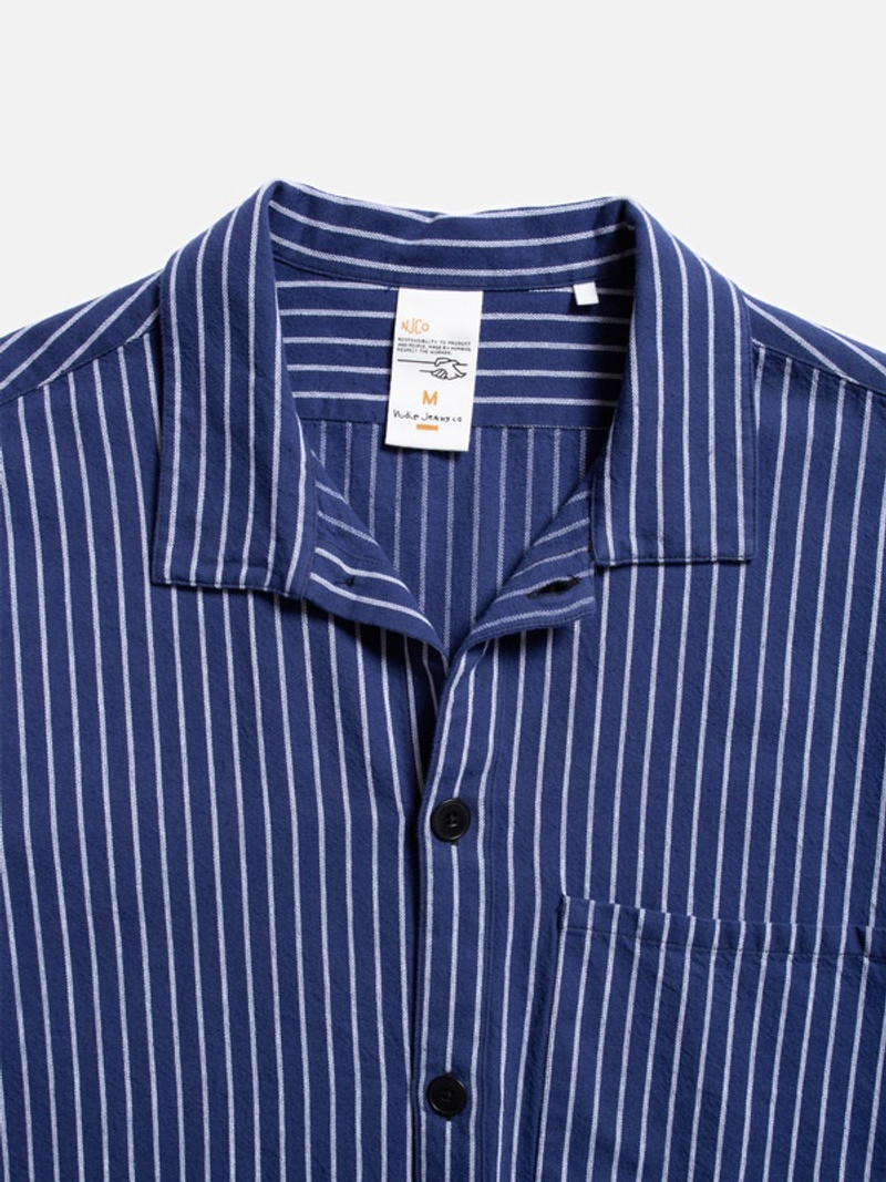 Berra Striped Worker Shirt Blue 5
