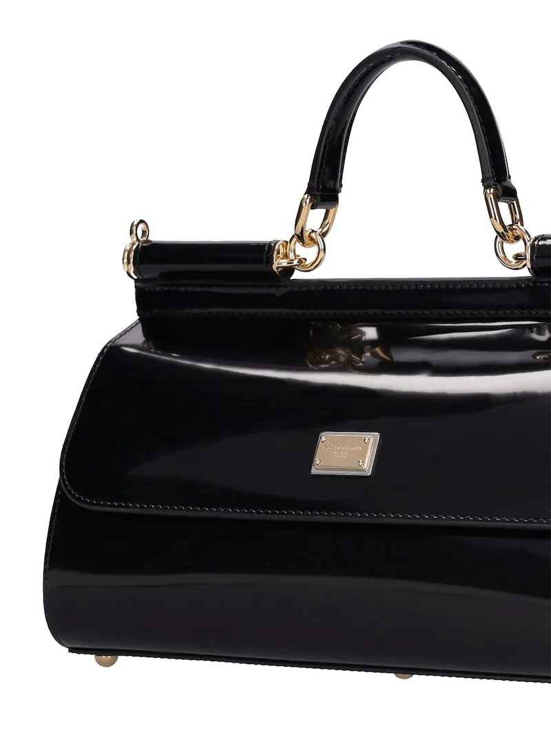 NEW SICILY PATENT LEATHER TOP HANDLE BAG - 5