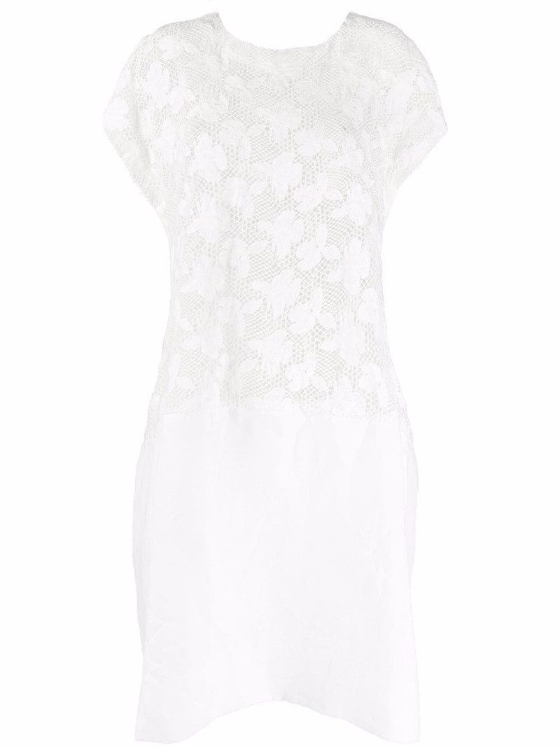 floral-embroidered mesh T-shirt dress 1
