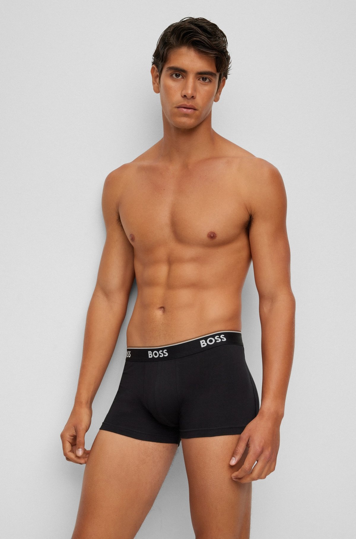 THREE-PACK OF STRETCH-COTTON TRUNKS WITH LOGO WAISTBANDS - 7