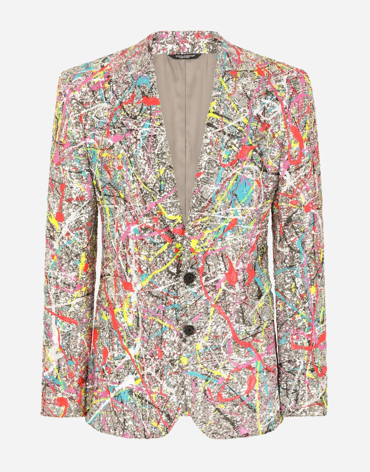 Sequined Sicilia-fit jacket with color splash print - 3