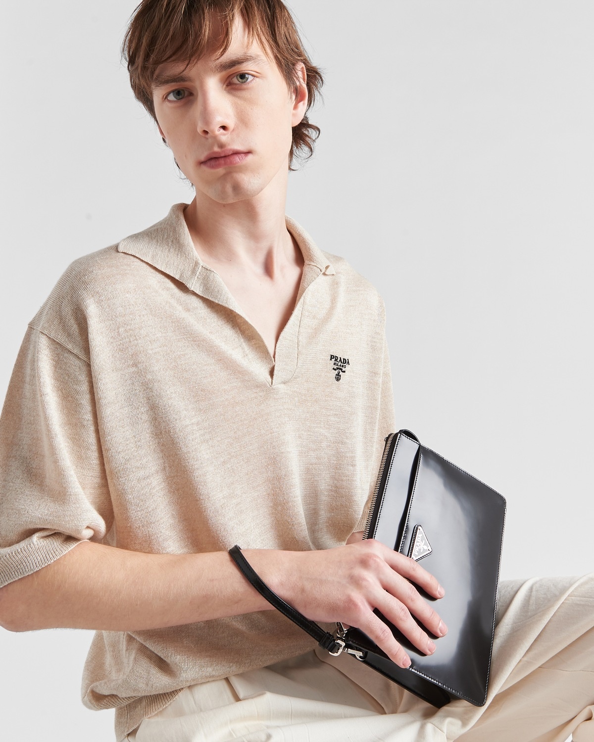 Silk and linen polo shirt - 4