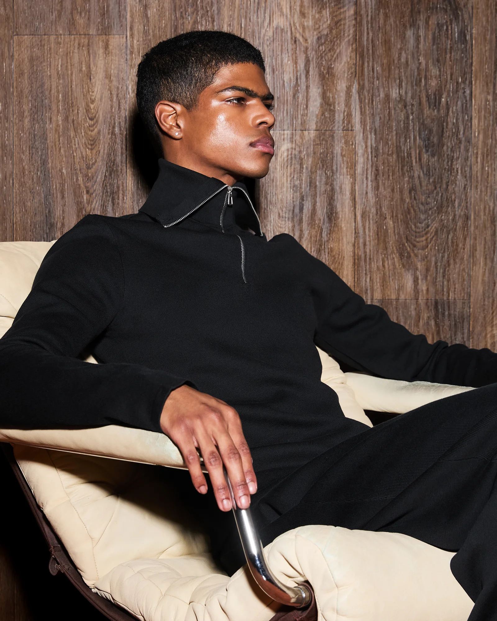 ZIP UP TURTLENECK BLACK - 4