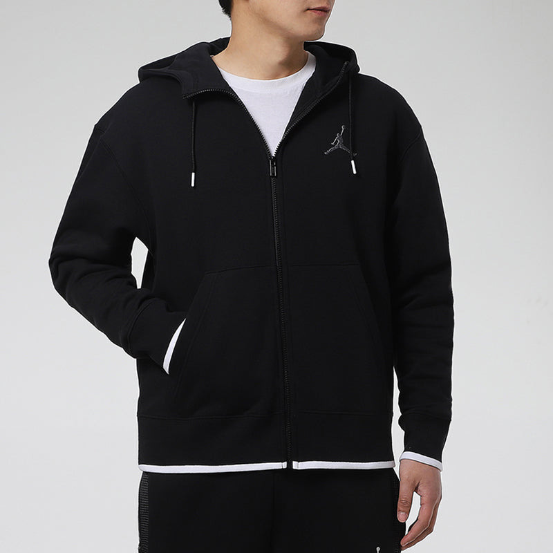 Air Jordan MENS Logo Print Fleeced Sports Hooded Jacket Black CV2356-010 - 4