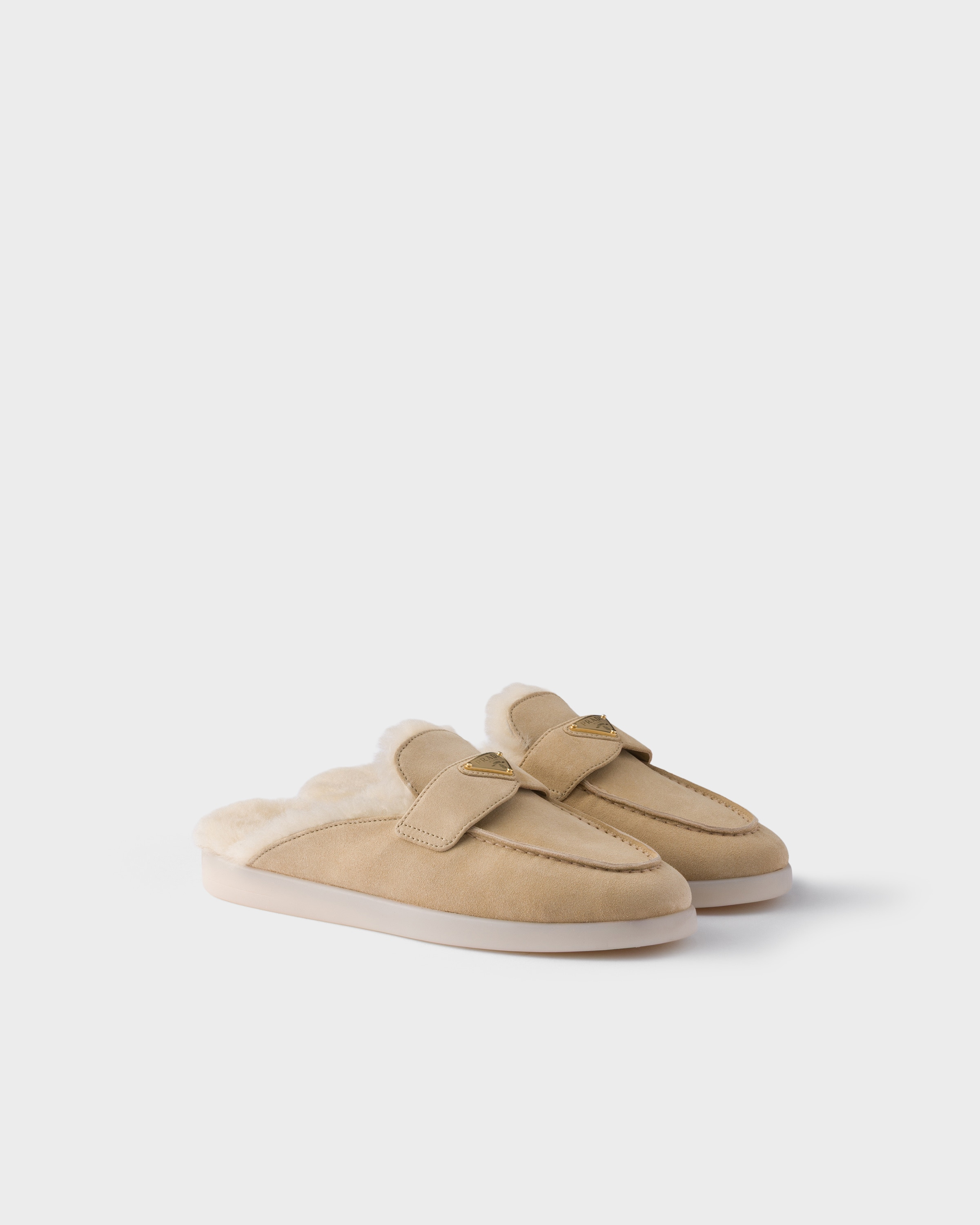 Suede and shearling loafers - 1