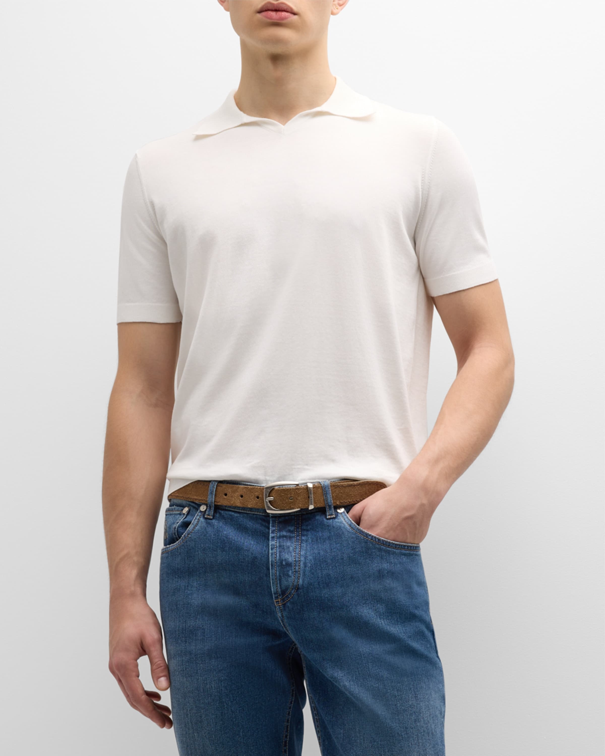 Men's Cotton Knit Johnny Collar Polo Shirt - 2