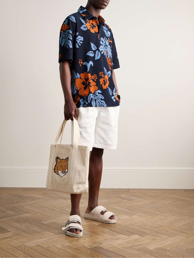 Maison Kitsuné Oversized Logo-Embroidered Cotton-Blend Terry-Jacquard Polo Shirt outlook