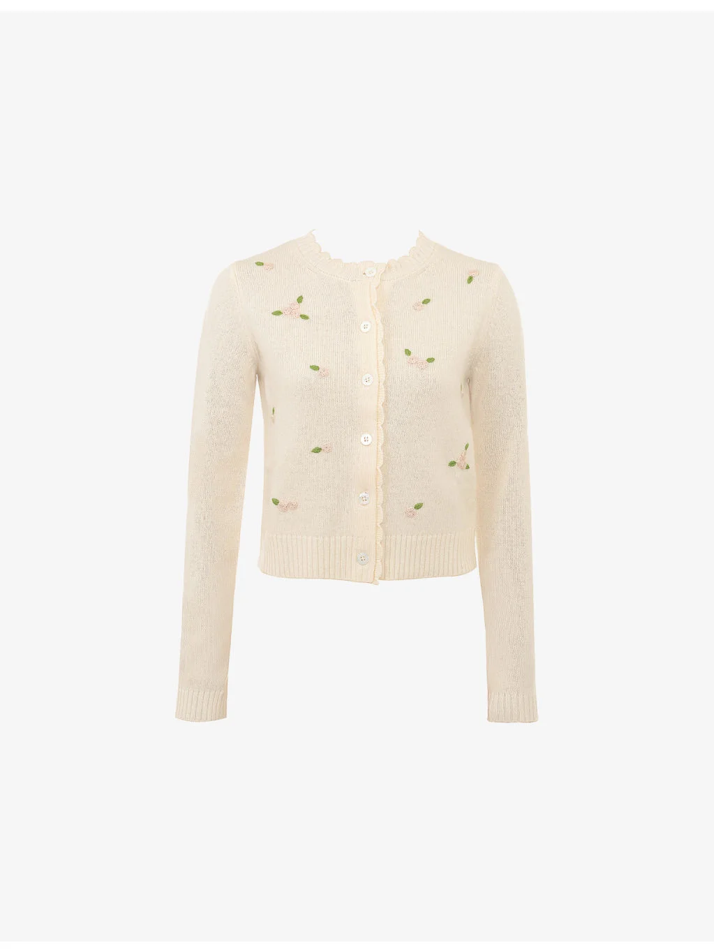 Anjou Floral-Embroidered Wool Cardigan - 1