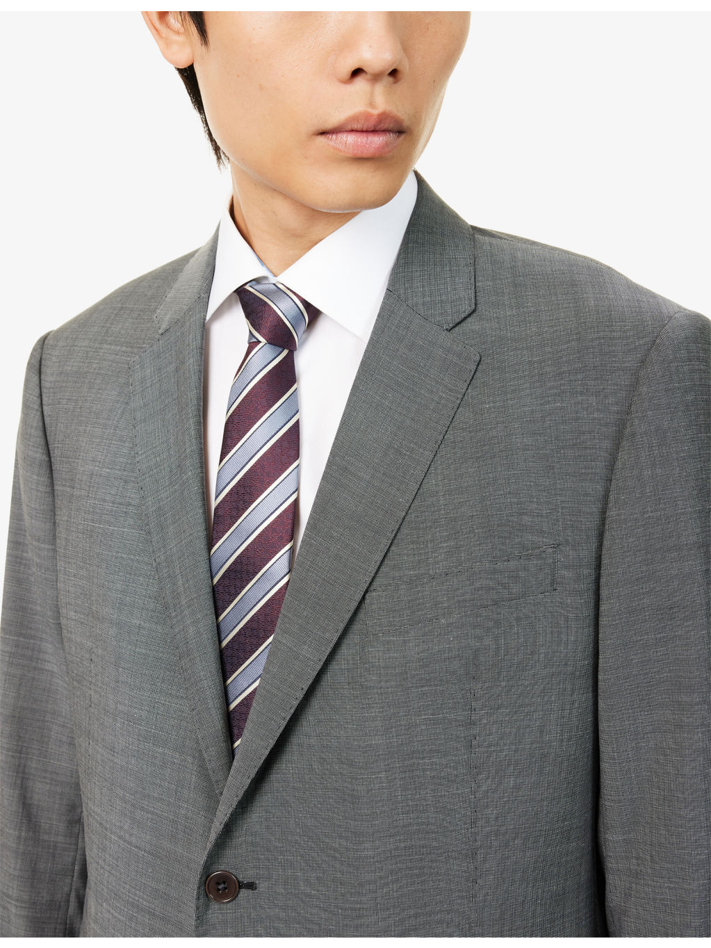 M Line Sharkskin Single-Breasted Wool Suit - 8