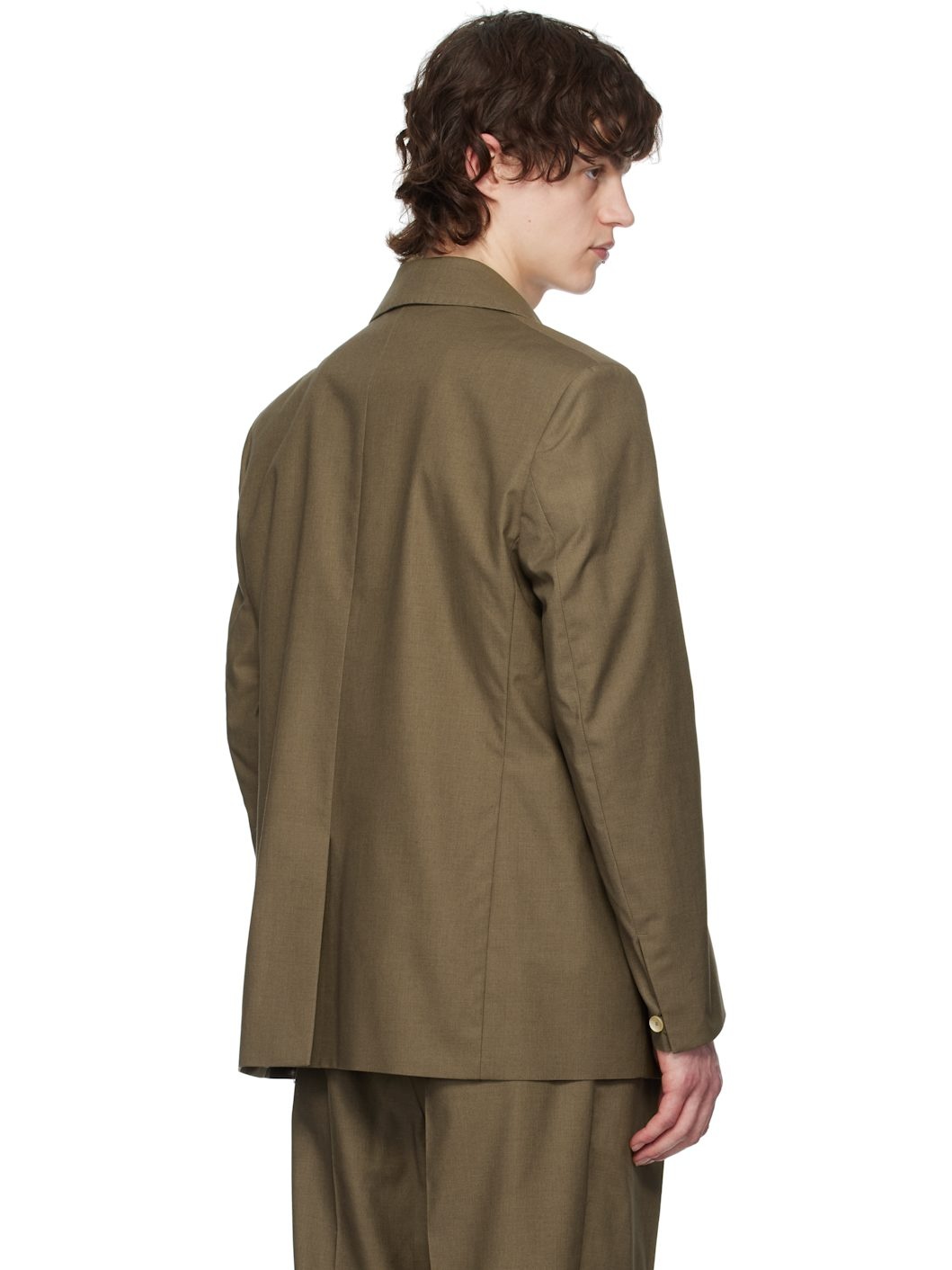 Khaki Writer Gabardine Tailored Blazer - 3
