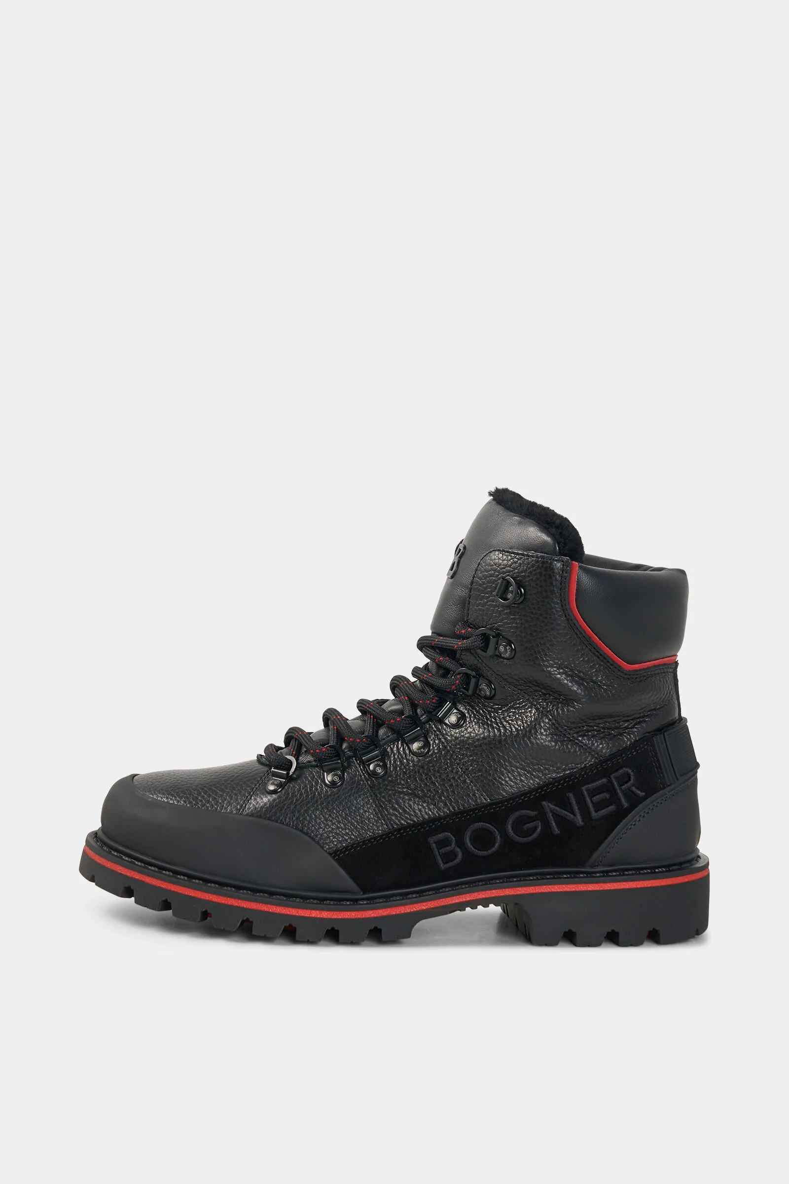 Helsinki Lace-Up Boots with Spikes in Black/Red - 1