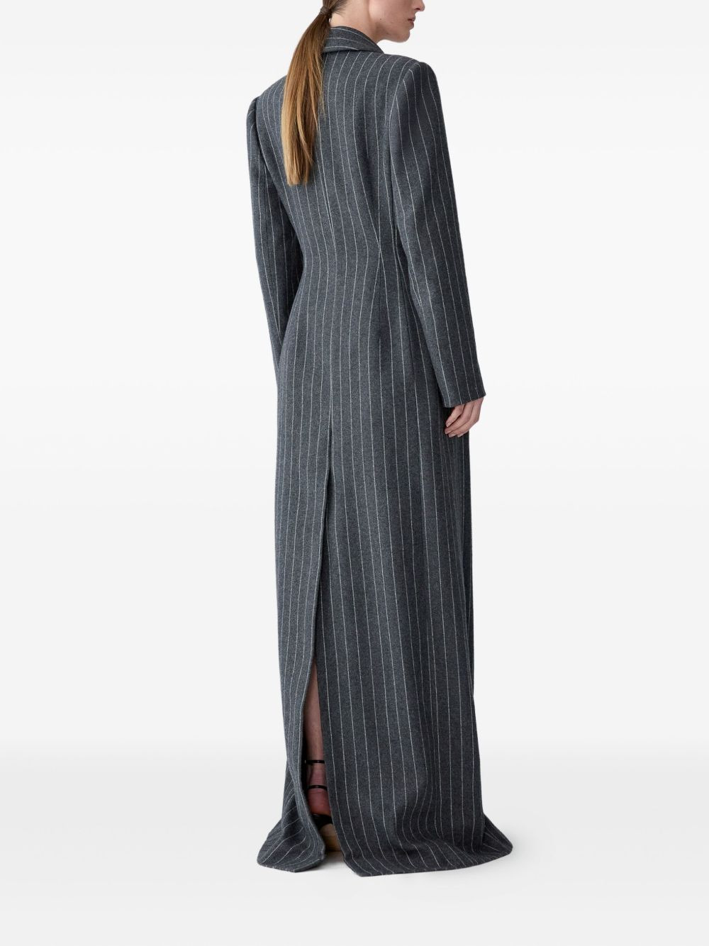 peak-lapel pinstripe coat - 3