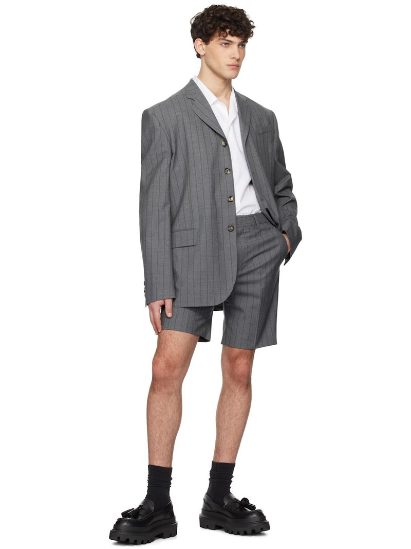 Moschino Gray Wool Pinstripe Shorts outlook