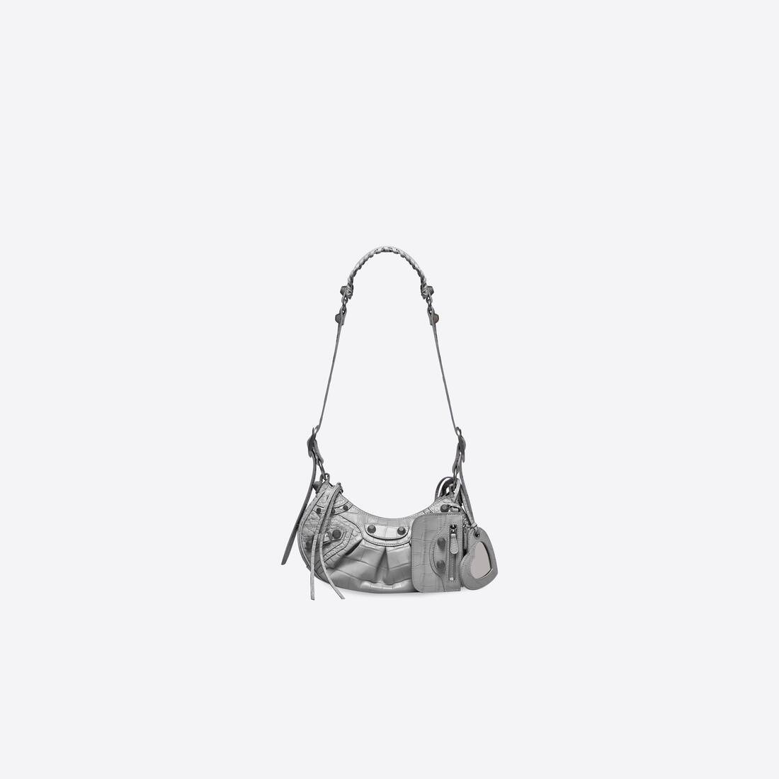 Women's Le Cagole Xs Shoulder Bag Crocodile Embossed in Grey - 1