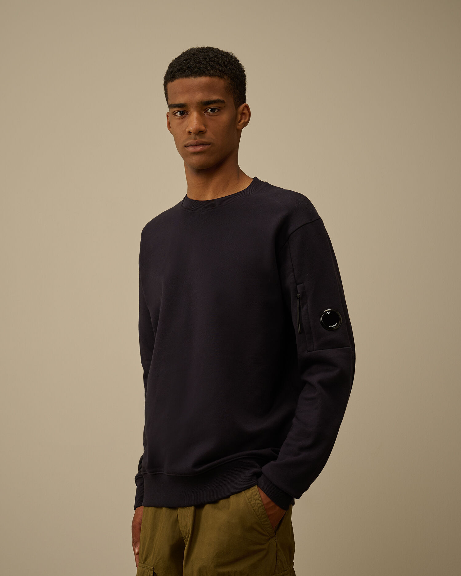 Diagonal Raised Fleece Crewneck Lens Sweatshirt - 3