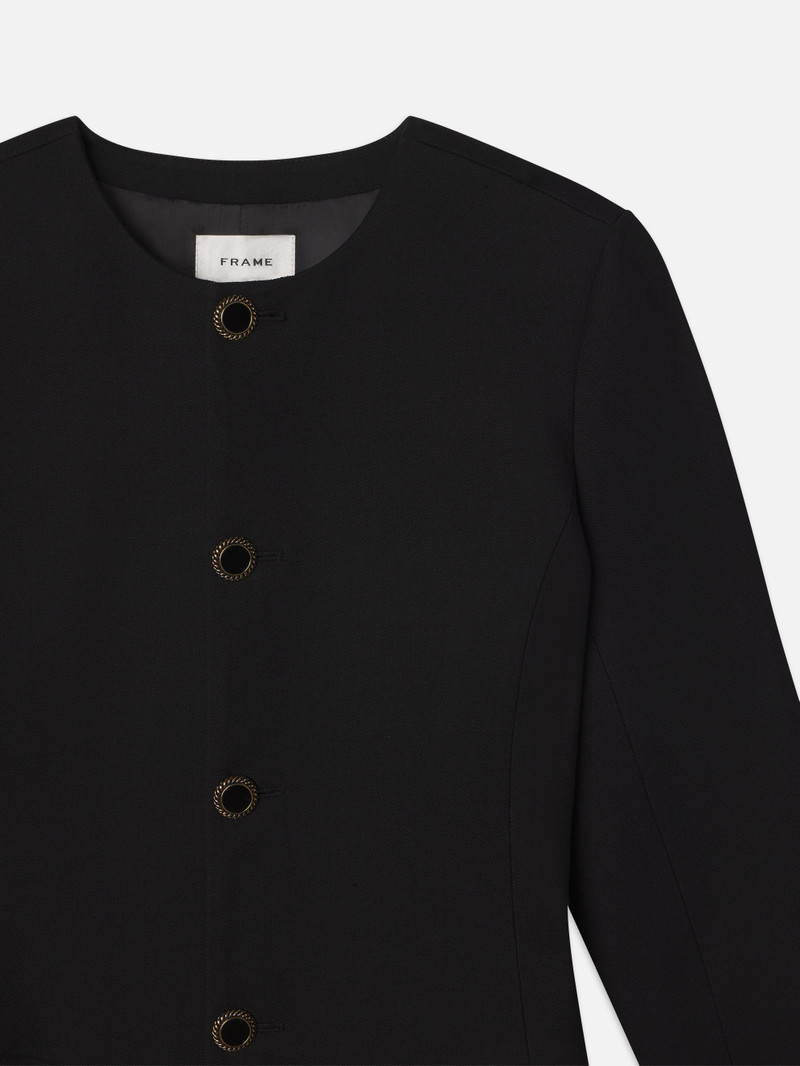 Button Front Suiting Dress in Black 3