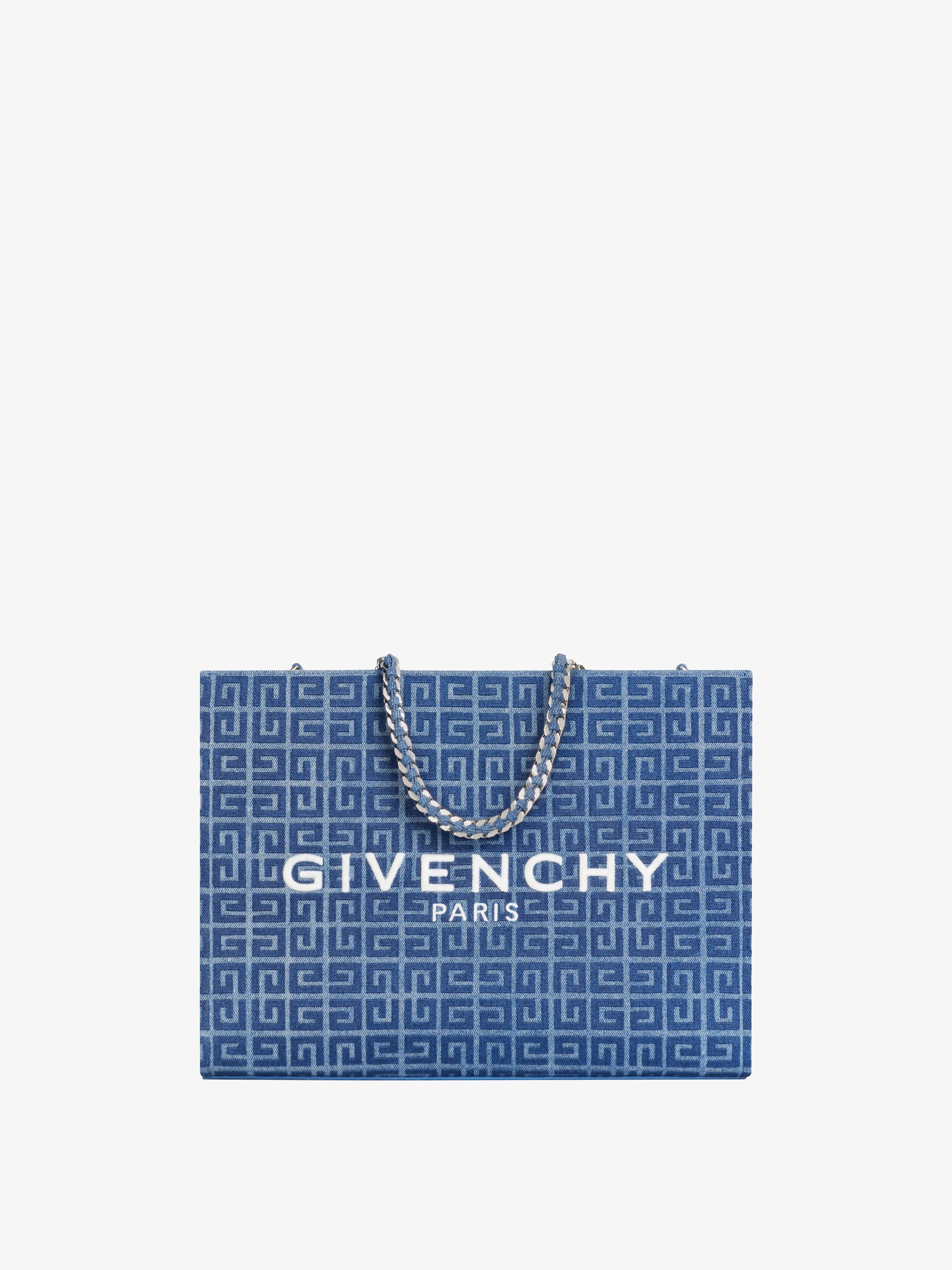 MEDIUM G-TOTE SHOPPING BAG IN 4G DENIM WITH CHAIN - 1
