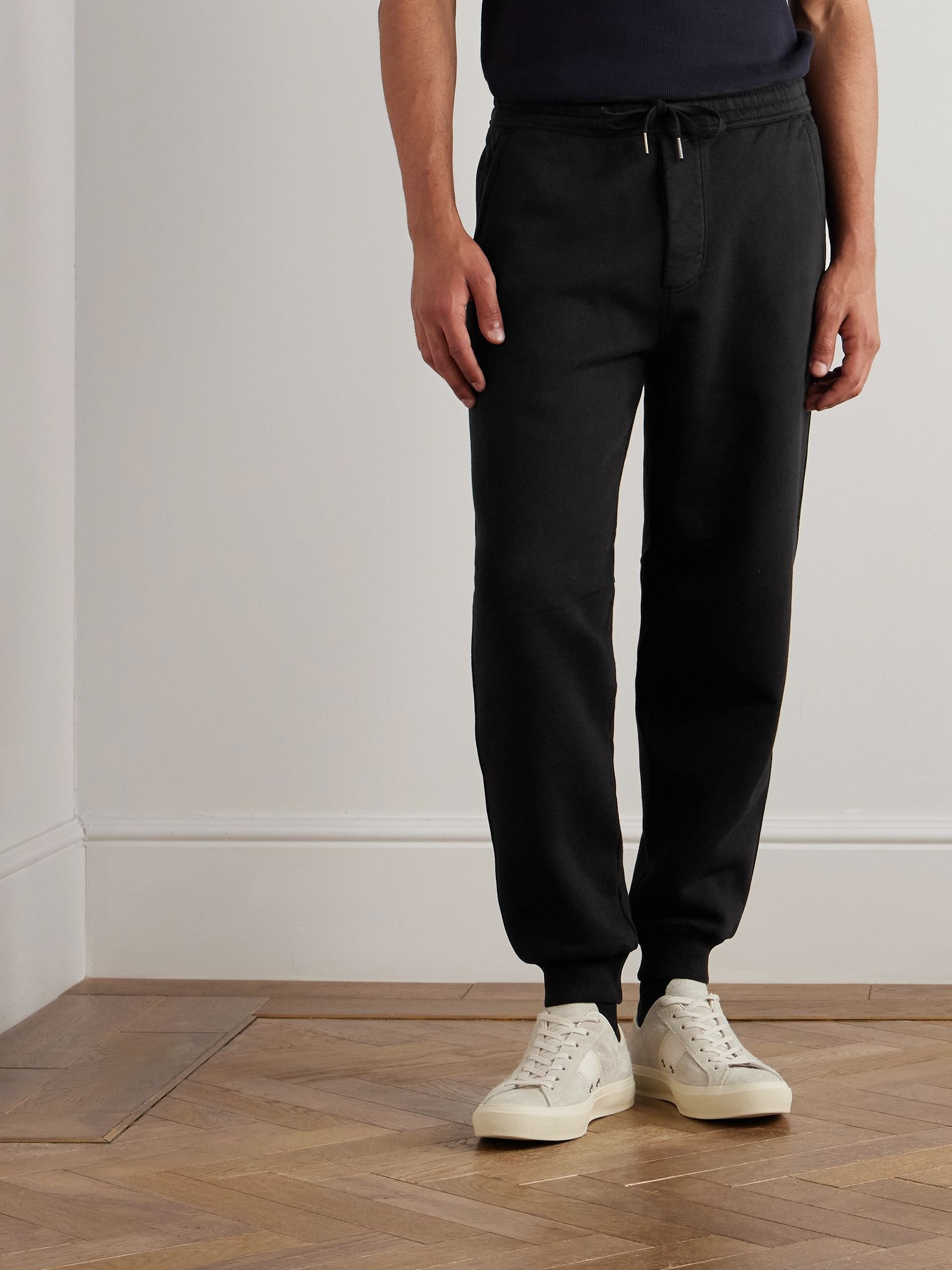Tapered Cotton-Jersey Sweatpants Black - 3