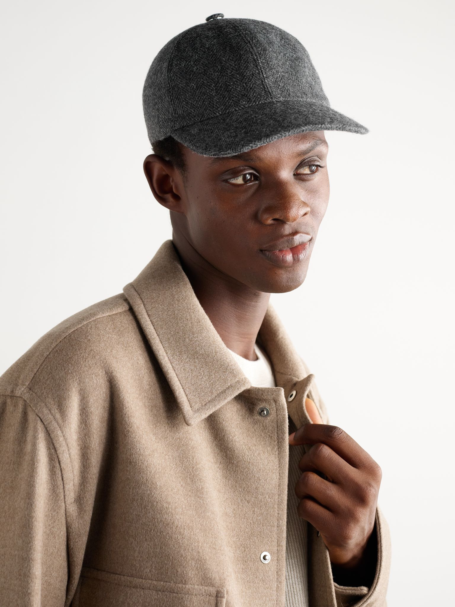 Herringbone Alpaca Baseball Cap Gray - 2