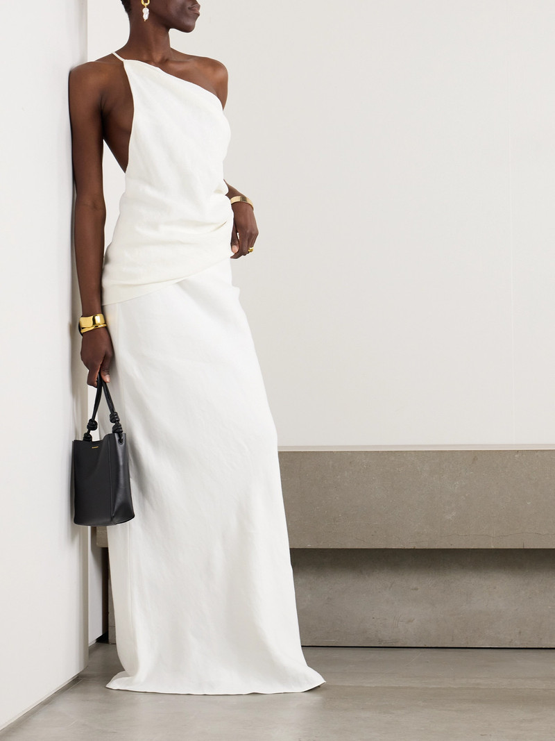 TOVE Petra One-shoulder Open-back Gathered Linen Top outlook