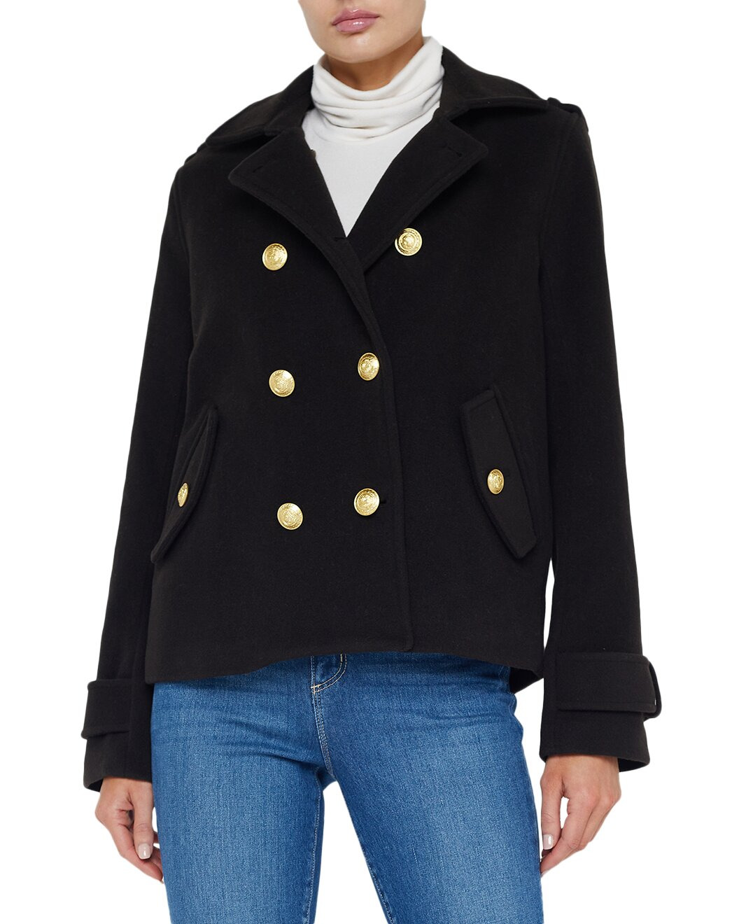 L'AGENCE Franco Short Wool-Blend Military Coat - 1