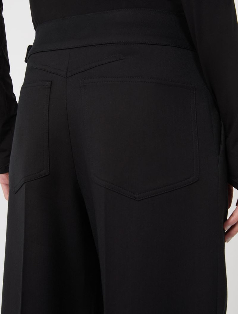 Viscose-blend gabardine yoke-detail trousers - black 6