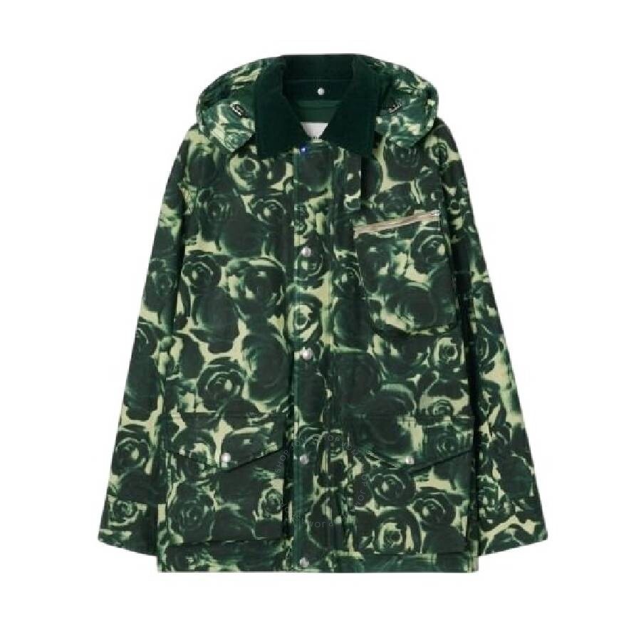 Burberry Rose Print Cotton Shirt Jacket, Size Large - 1