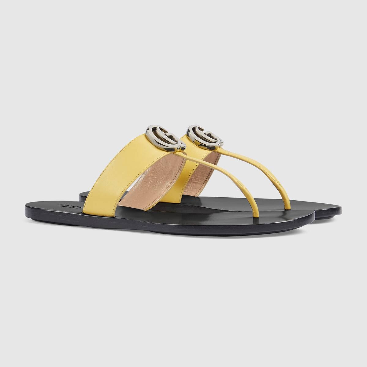 Women's leather thong sandal with Double G - 2