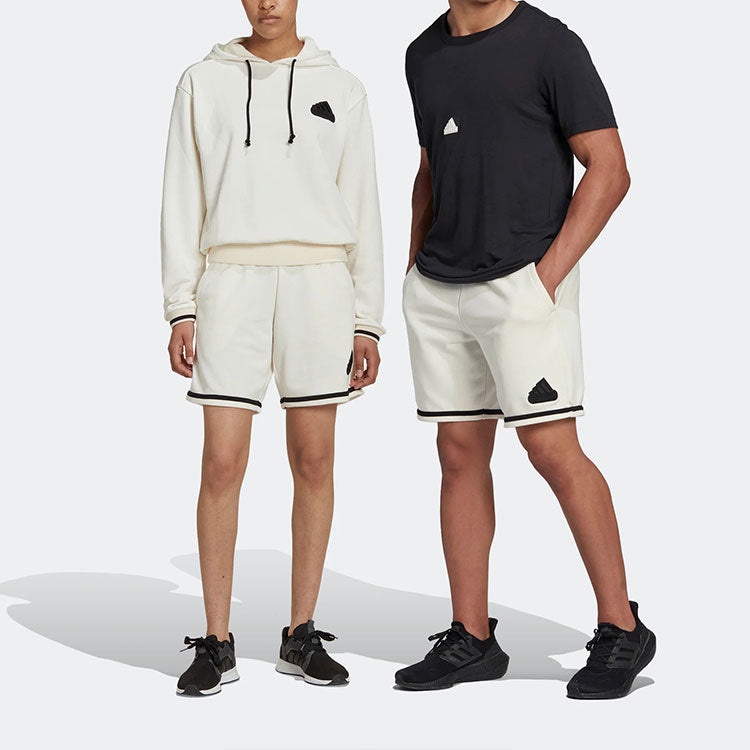 adidas U SHO Logo Label Elastic Waistband Straight Shorts White HY5517 - 2