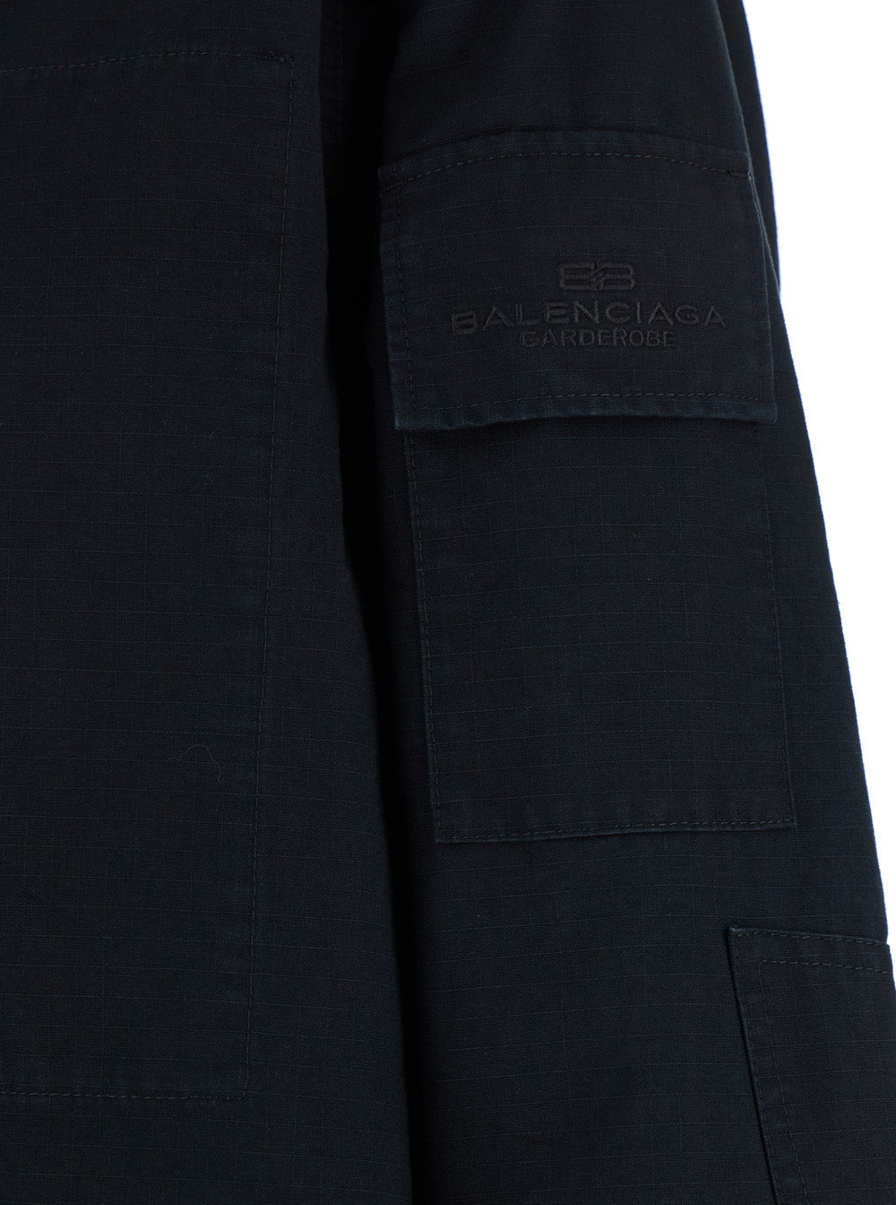 Balenciaga Men Dark Gray Shirt With Patched Chest Pockets In Ripstop Cotton Man - 3