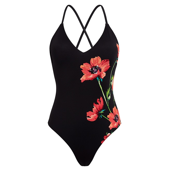 Women One piece Swimsuit Red Poppy - 1