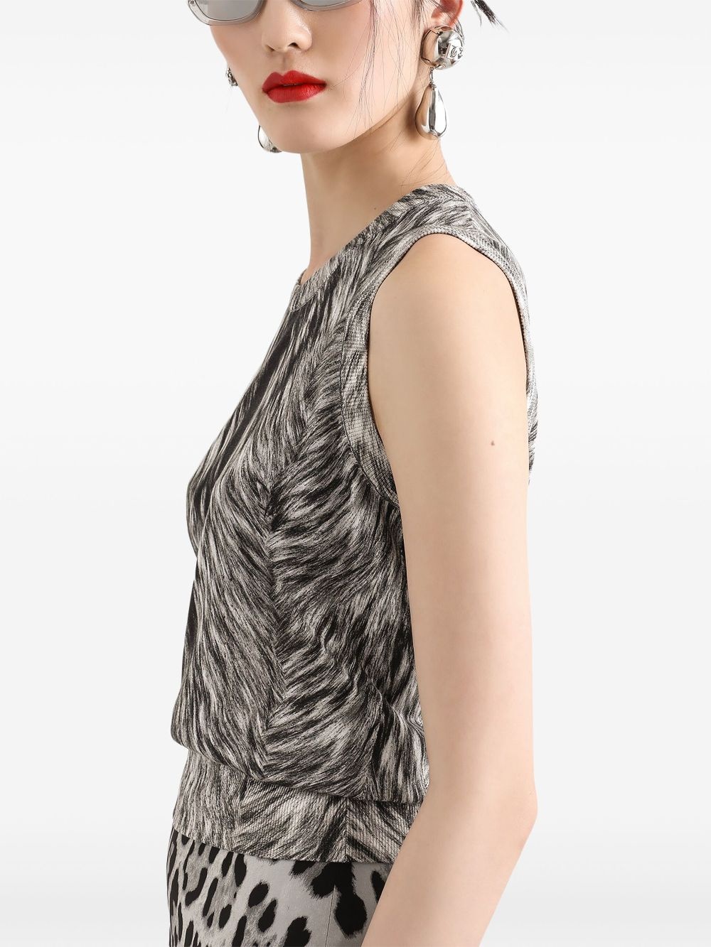 fur-print tank top - 3