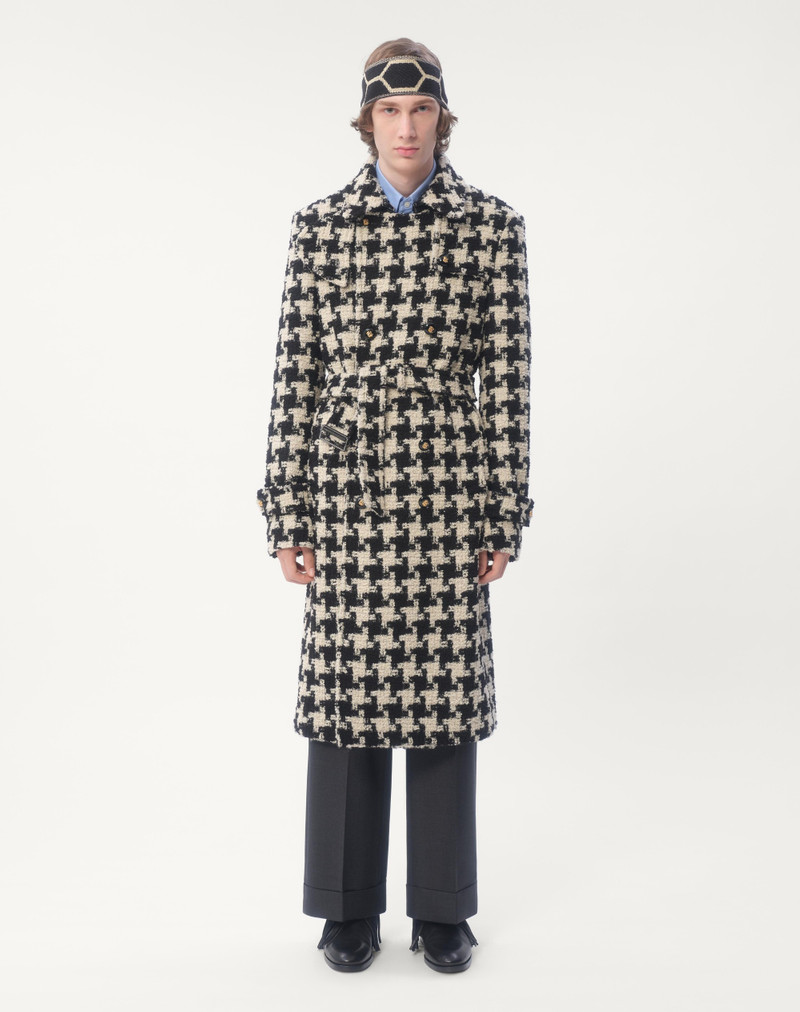 DOUBLE-BREASTED WOOL TRENCH COAT WITH PIED DE COQUE PATTERN 7
