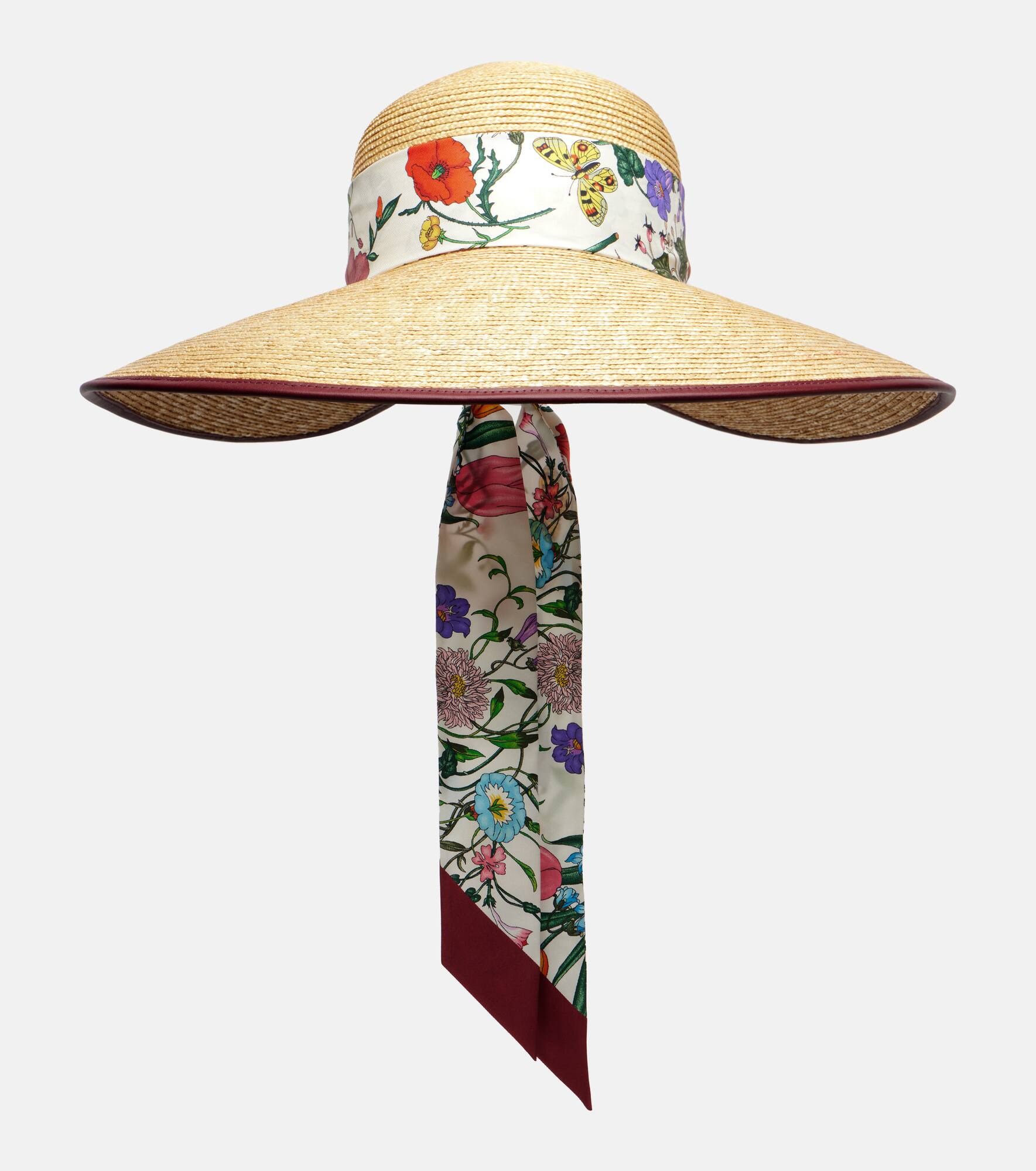 Floral scarf-detail sun hat - 1