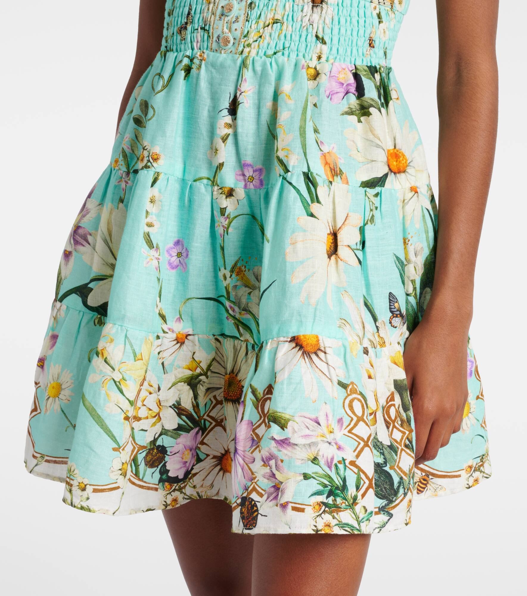 Floral embellished linen minidress - 5
