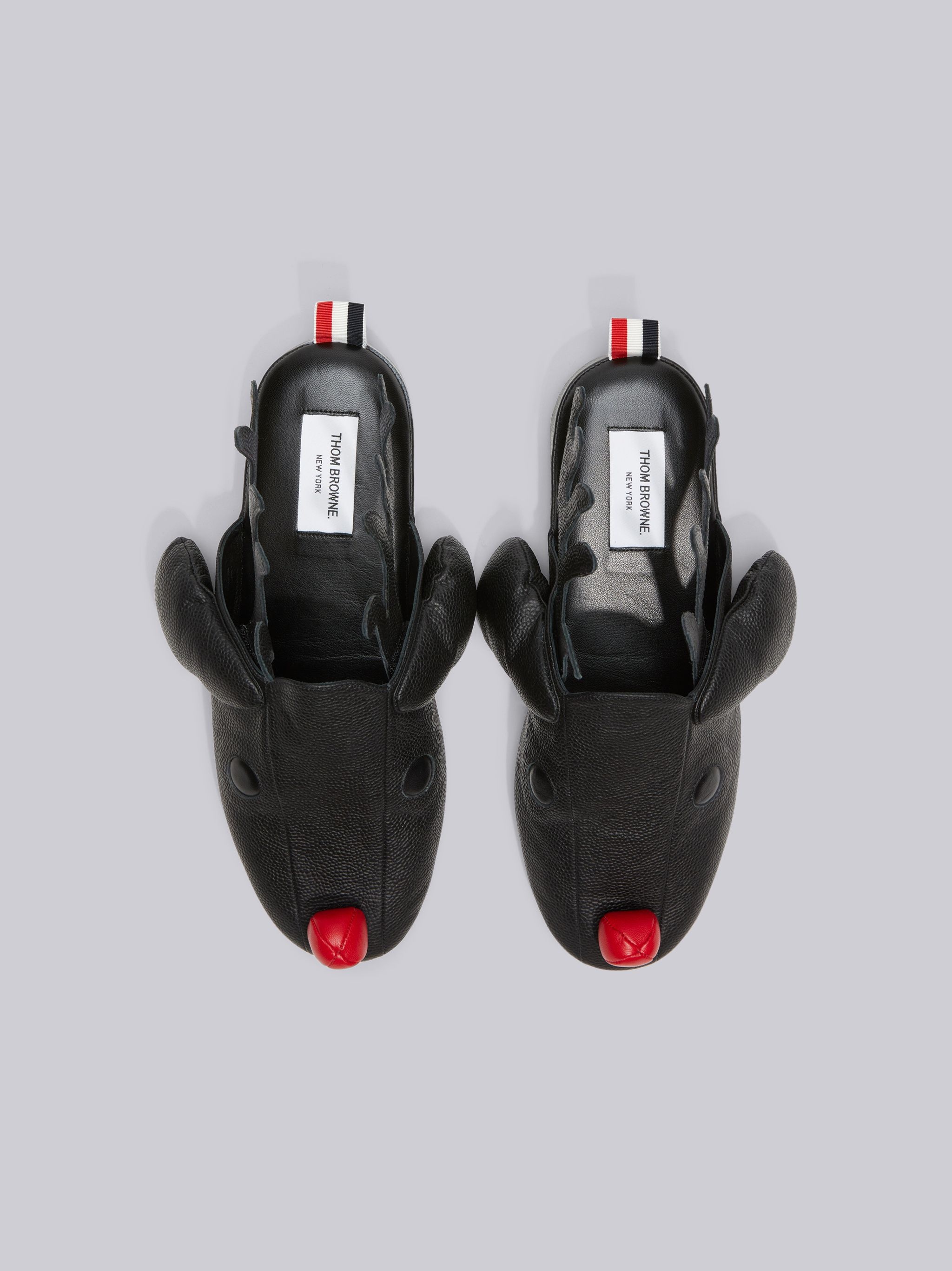 Black Pebble Grain Leather Reindeer Hector Slipper - 4