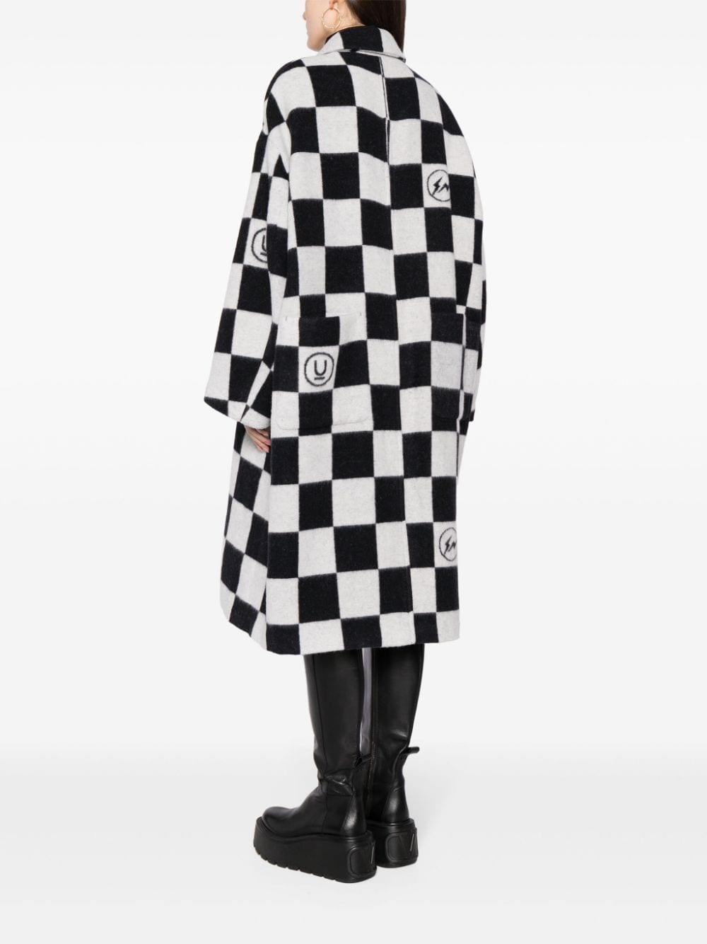 check-print button-up coat - 4