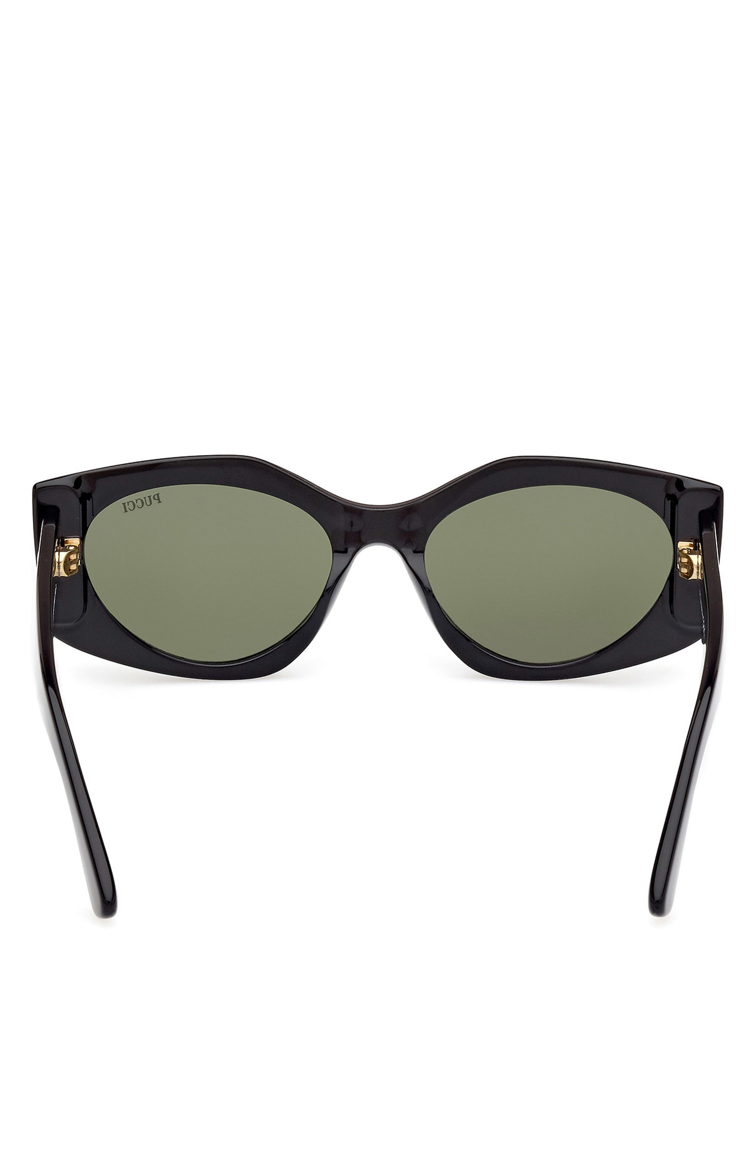 Emilio Pucci Geometric 55mm Sunglasses in Shiny Black /Green at Nordstrom - 4