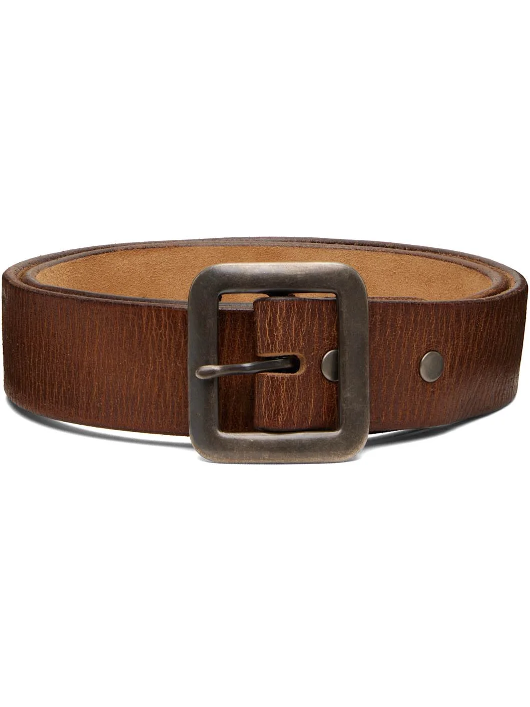 Tan Hand-Burnished Leather Belt - 1