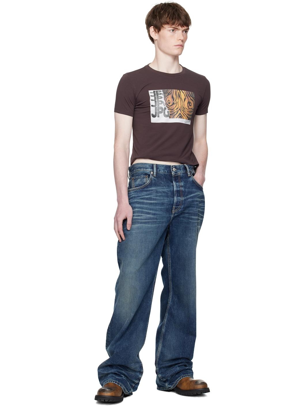 Brown Printed Wood T-shirt - 4