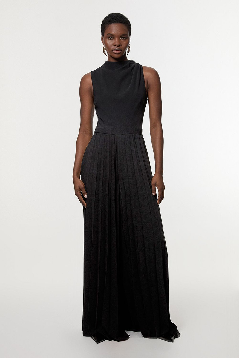 Soft Tailored Halter Neck Pleated Jumpsuit 1