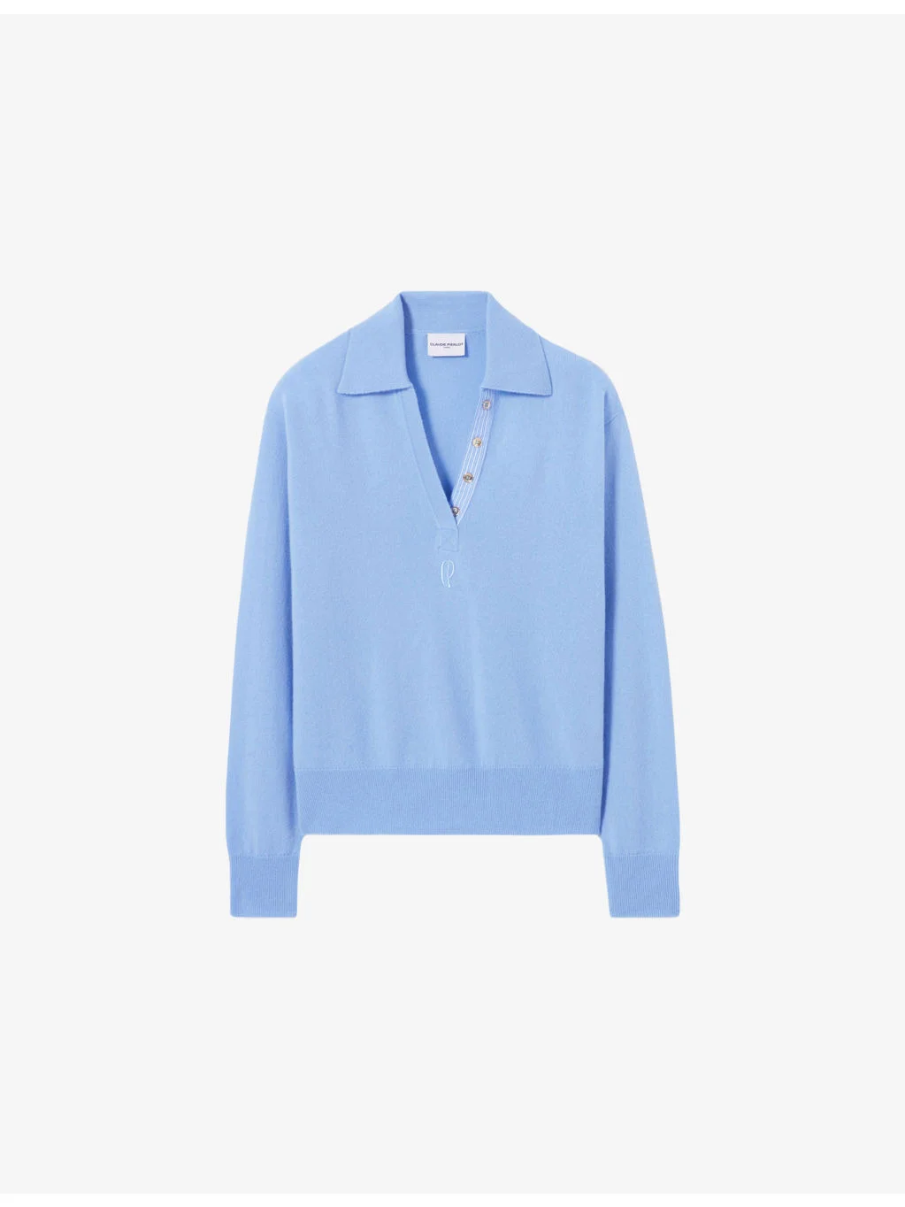 Logo-Embroidered Wool and Cashmere Polo Jumper - 1