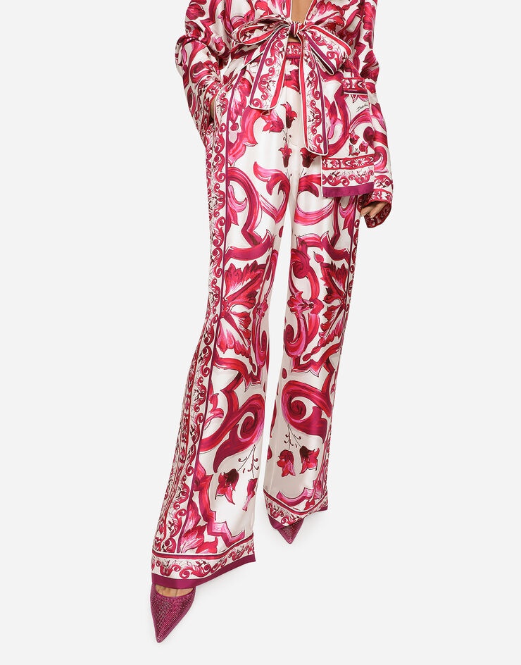 Majolica-print twill pants - 4