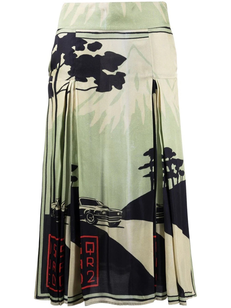 graphic-print box-pleat skirt 1