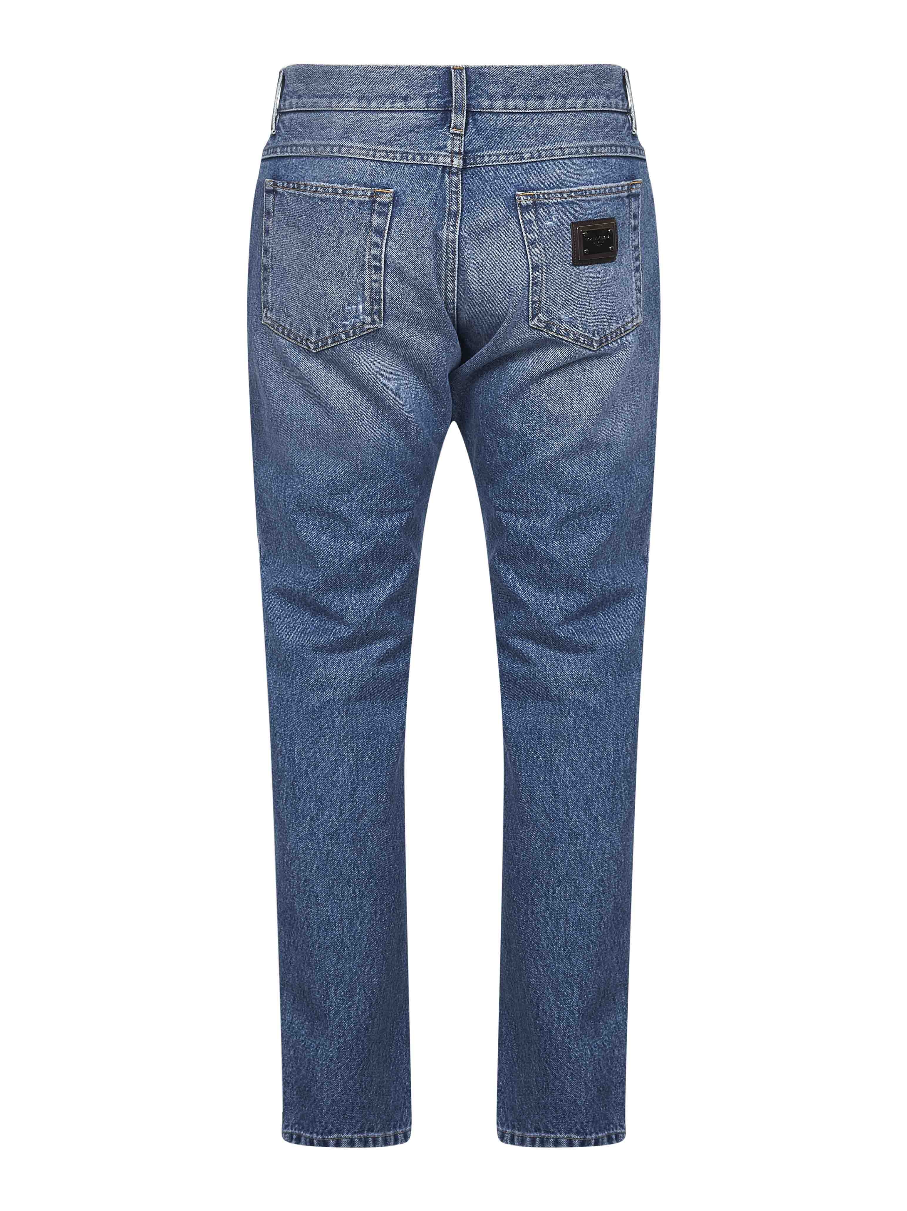 Blue cotton denim regular jeans - 2
