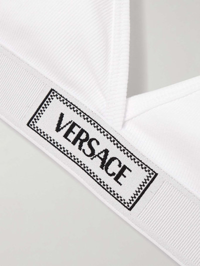 VERSACE Ribbed stretch-cotton soft-cup triangle bra outlook