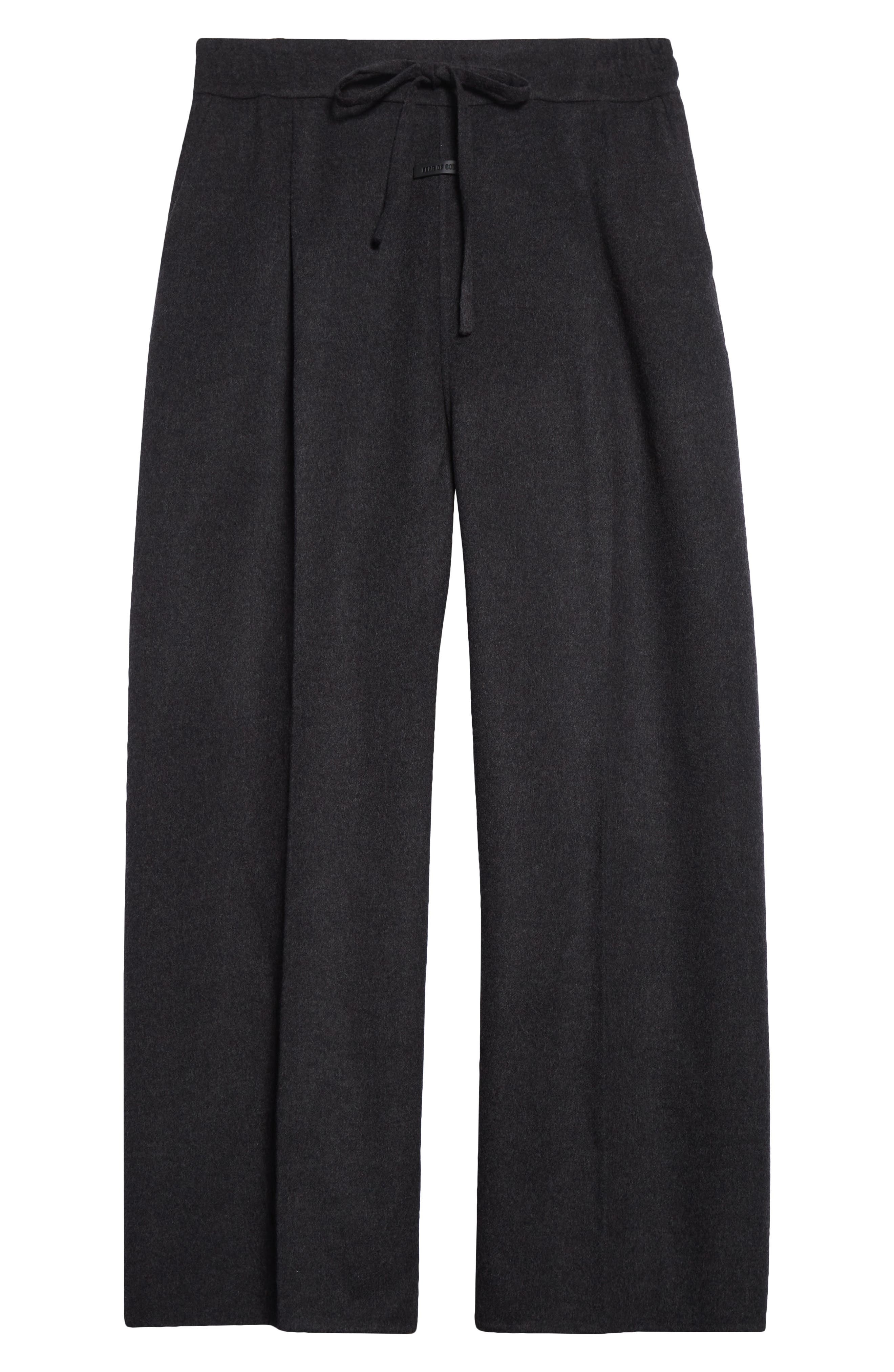 Fear of God Wide Leg Virgin Wool & Cashmere Drawstring Pants in Charcoal at Nordstrom - 5