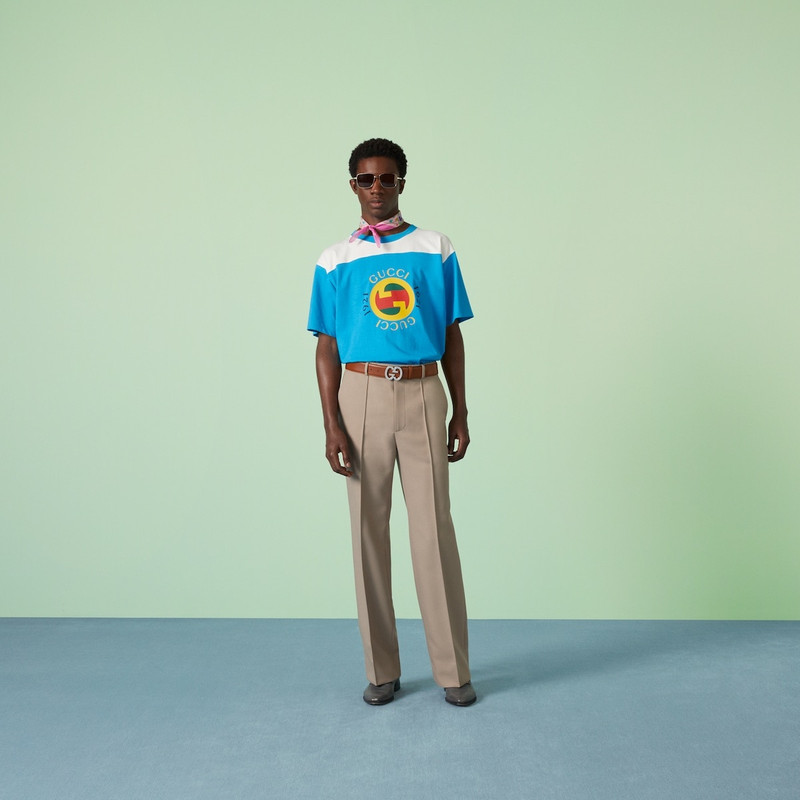 GUCCI Cotton jersey T-shirt with Gucci print outlook